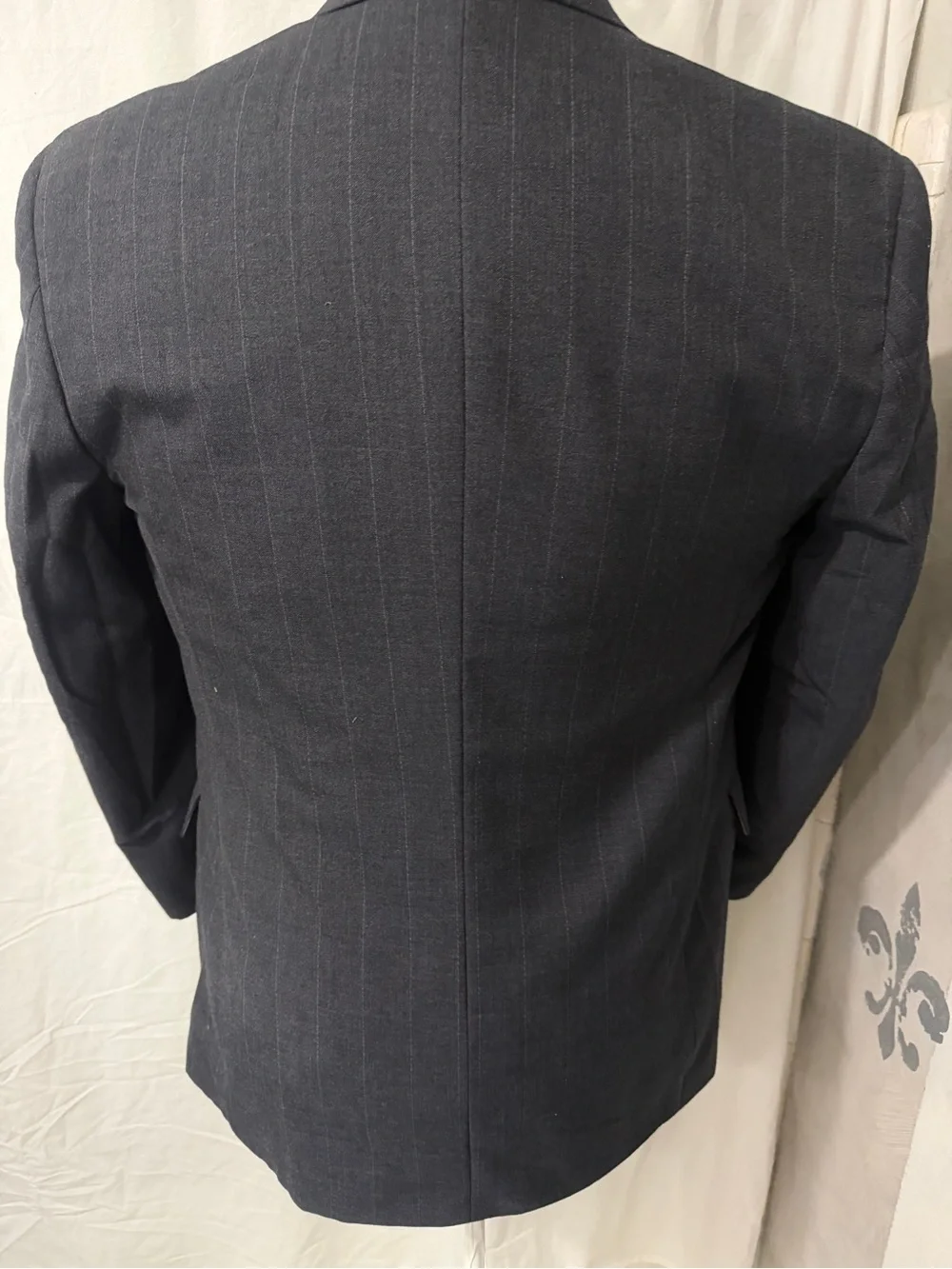 Men's Double-Breasted Navy Pinstripe Blazer